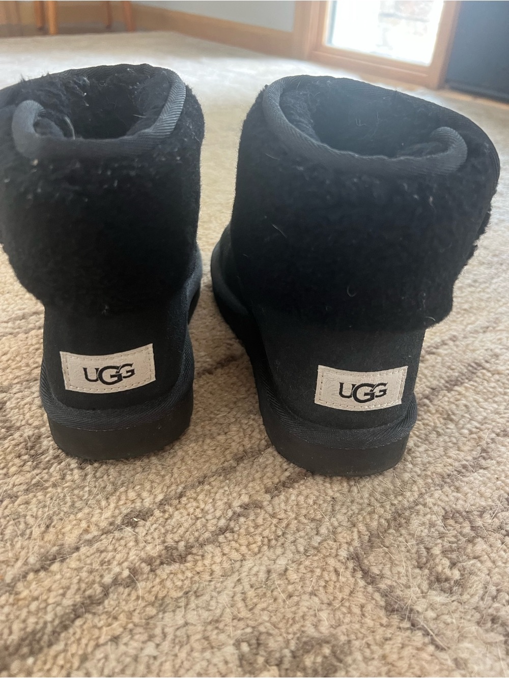 UGG Kids Black Mini Boot with Shearling Cuff